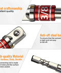 Impact Socket Adapter Extension Set Converts Your Drill To A Nut Driver With 1/4 Inch Hex Shank And 3/8 Inch Drive Cr-V Steel Detail