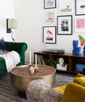 Living room with Bedroom Wall Sconce with USB Type C and USB Ports, Sleek Black Dope Bedside LED Reading Light on wall.
