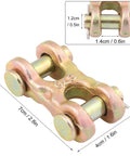 8 Pack 3/8 Double Clevis Link Heavy Duty Zinc Plated Alloy Steel Chain Repair Hardware Rock Solid Twin Clevis Connector close-up