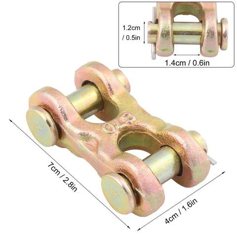 8 Pack 3/8 Double Clevis Link Heavy Duty Zinc Plated Alloy Steel Chain Repair Hardware Rock Solid Twin Clevis Connector close-up