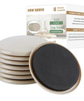 Carpet Furniture Sliders 8 Pcs 5 Inch Round Heavy Duty Moving Sliders Reusable For Carpeted Floors Move Your Furniture Quickly Easily And Safely For All Carpet Types No Scratch showing stack and packaging