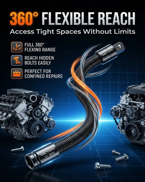 360 Degree Flex Rod For Impact Tools One Half Inch Flexible Drill Bit Shaft Socket Extension Bendable Spindle Adapter