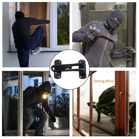 Door Reinforcement Lock Latch Swing Bar For Home Security Front Door Lock Thick Solid Aluminum Alloy in black installation