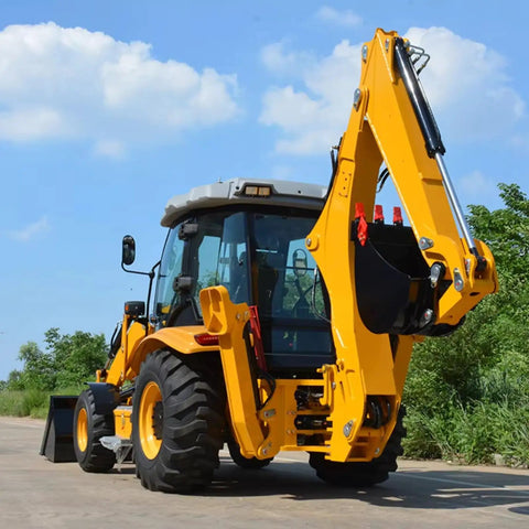Heavy Duty Backhoe Loader With Built Tough Attachments For Construction Agriculture And Farm Work A Real All In One Digging And Excavation Workhorse Foldable Bucket For Easy Digging And Quick Excavation on a sunny day