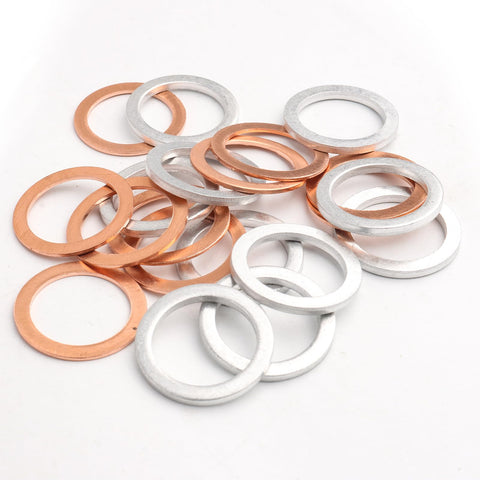 20 Pack M18 Oil Drain Plug Gasket Set Copper And Aluminum Crush Washers on white background