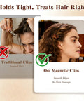Comparison image showing traditional clips pulling hair and Magnetic Hair Clips For Women With Strong No Slip Hold Seamless 2 In 1 Design