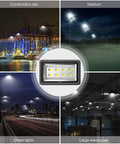 Beast Mode Bright 400W Outdoor LED Flood Light with 40000 Lumen Output, 6000K Daylight White, shown in various outdoor settings