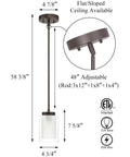 Dark Bronze Dual Glass 1 Light Mini Pendant Ceiling Light for Kitchen Island and Living Room with adjustable rod dimensions