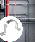 Ten Pack 4 Inch Rigid Stainless Steel Pipe Straps With Two Hole U Brackets Widened Band Tension Clips Heavy Duty Pipe Clamps