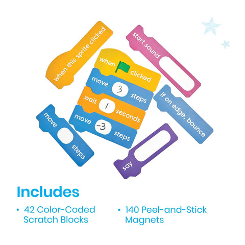 Block Based Coding Magnetic Demonstration Set For Kids Learn To Code With Scratch Style Activities image with colorful blocks