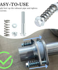 Heavy Duty Exhaust Manifold Bolts Kit With Shock Absorbing Springs For M10X1.5 Exhaust Gaskets, Steel Bolts And Nuts, Pro Grade, Silver