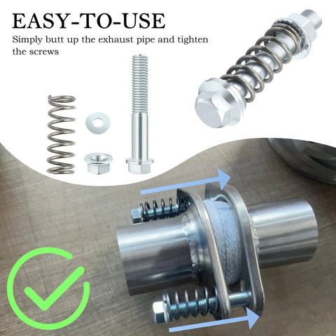 Heavy Duty Exhaust Manifold Bolts Kit With Shock Absorbing Springs For M10X1.5 Exhaust Gaskets, Steel Bolts And Nuts, Pro Grade, Silver
