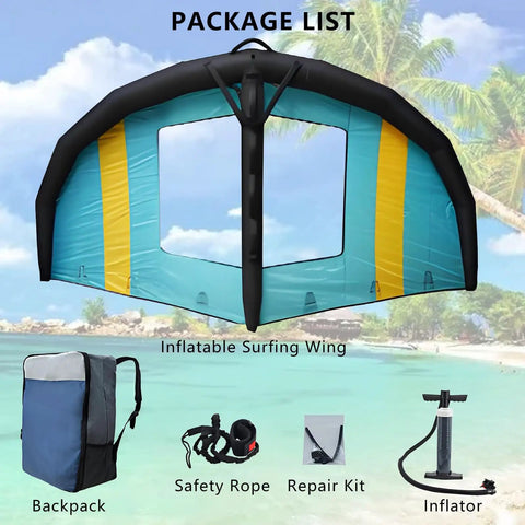 Inflatable Kitesurfing Foil Wing 5m2 For Adults, Durable Oxford Cloth With TPU Reinforcement, includes backpack, rope, inflator, kit.