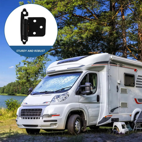 Heavy Duty Steel Cabinet Hinges With Self Closing Spring For RV Cabinets 2 Pack Half Overlay Design next to camper