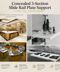 Zinc Plated Drawer Slides With Soft Close Undermount Full Extension Runners For Cabinets And Furniture Quiet Smooth Glide Tough As Nails Heavy Duty Metal Rails Durable Hardware For Long Lasting Performance concealed 3-section rail plate support for display cabinets