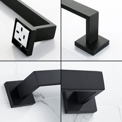 Close-up of Matte Black Single Towel Bar Wall Mount Rack Made Of Stainless Steel 24 Inch Heavy Duty Towel Holder for Bathroom