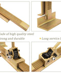 Flooring Jack For Hardwood Floors Pro Grade Positioning Tool showing gold-plated steel gears and base for DIY installation
