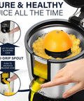 Eurolux Premium Electric Orange Juicer Featuring 160W High-Torque Motor For Commercial-Grade Citrus Squeezing Power with anti-drip spout.