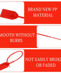 Bulk 500 Pcs Red Plastic Tamper Seals Zip Ties With Security Tags For Fire Extinguishers Self Locking Anti Tamper Seals 250mm Length Perfect For Trailers Trucks And Anywhere You Need Secure Locks, featuring durable and smooth PP material.