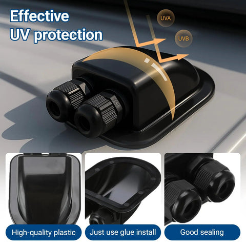 Solar Cable Entry Gland And Dual Connector Cover For Roof Mounted PV Systems, Waterproof ABS Housing with Curved Bracket