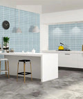 Modern kitchen with Airy Blue Peel and Stick Kitchen Backsplash Upgrade with Easy Install Large 12x12 Subway Tile Look No Fuss Realistic Tile Pattern