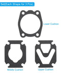 3 In 1 Air Compressor Valve Plate Replacement Kit With Paper Sealing Gasket Set In Black 3 Pack For Cylinder Head Base Seals Includes Upper Middle Lower Cushions And Replacement Paper Gaskets DIY Ready shown with labeled gaskets