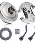 Three Eighths Inch Pitch Drop-In Clutch Drum Rim Sprocket Bearing Kit For Husqvarna 455 455 Rancher 460 460 Rancher 461 Chainsaws Replacement Parts 537291602 Includes Clutch Assembly Needle Bearing And Oil Pressure Lines components displayed