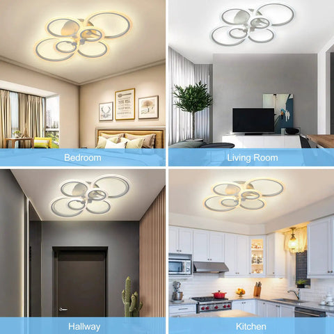 Dope Modern LED Ceiling Light Fixture With 6 Adjustable Ring Design, Flush Mount in bedroom, living room, hallway, kitchen