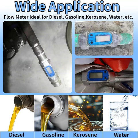 2 Inch Digital Turbine Flow Meter With NPT Thread for Water and Fuels used for diesel, gasoline, and water