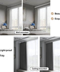 Double Curtain Pelmet Box With Heavy Duty Dual Tracks 3 In 1 Ceiling And Wall Mount Room Divider Curtain Rail For Living Room Bedroom Hotel And Villa White 180cm, wall-mounted