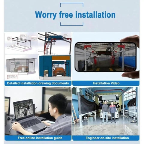 Worry-free installation for Next Level 360 Degree Contactless Car Wash System with detailed guides and live support options.