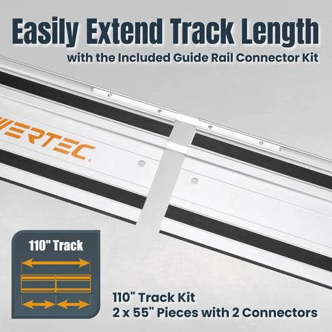 Nail Those Long Cuts With This Heavy Duty Track Saw Extension Kit Featuring Two Extruded Aluminum Guide Rails And Rock Solid Splice Connectors For Makita Or Festool Woodwork Projects. 110" track kit with two 55" aluminum rails and connectors.