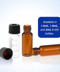 Solid Build 8Mm Screw Thread Hplc Vial Caps With Red Ptfec White Silicone Septa Deliver A No Hassle Leakproof Seal For 1 5 To 2 Ml Glass Autosampler Vials 100 Count Ready To Roll, showing 1.5ml and 2ml vials.