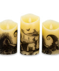 Nightmare Before Christmas LED Flickering Flameless Candles Set Of 3 With Auto Timers For Totally Spooky Halloween Decor, Officially Licensed Collectible, Realistic Moving Flame Effects, Ideal For Tables, Mantels, And Ghoulish Gatherings