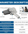 Split Pneumatic Strapping Machine For Metal Banding with air pump fitting and features for 19mm, 25mm, 32mm bands.