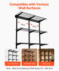 Sturdy 3 Tier Wall Garage Shelving Unit For Heavy Duty Storage, 1x3 Ft Steel Wall Mounted Shelves With 11x36 Inch Per Shelf And 450 Lbs Total Capacity, Black Durable Floating Metal Rack For Tools Bins And Garage Organization for concrete, brick, or wood stud walls