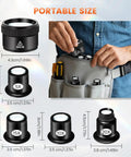 Five Piece Jewelers Loupe Set With 5X 10X 15X 20X 30X 36mm Glass Lenses shown in pocket and individually for size reference