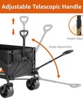 Adjustable handle of Beast Of A Heavy Duty Collapsible Wagon Cart With Folding Wheels For Grocery Camping And Garden Use