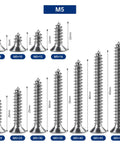 Fifty Pack M5 X 35mm Countersunk Tamper Resistant Torx Security Screws 304 Stainless Steel assortment of various sizes