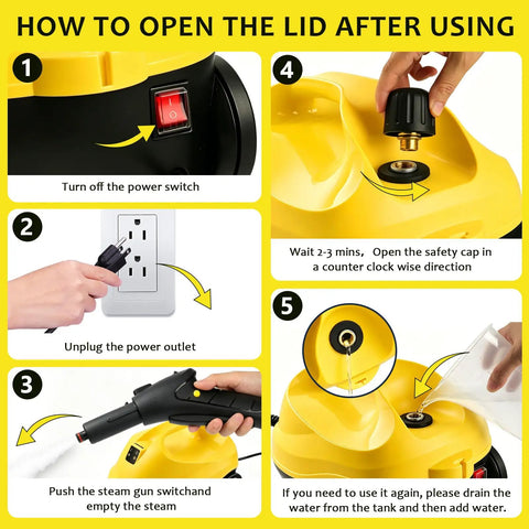 Instructions for using Udodik 300 Degree Steam Cleaner For Home With 21 Accessories And 4.5 Bar Pressure Variable Steam Control.