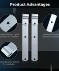 Four Pack 12 Inch Stainless Steel Strap Hinges Heavy Duty Gate Hardware For Sheds Barns And Swing Doors Silver Finish close-up of galvanized hinge features