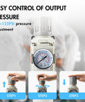Half Inch NPT Air Pressure Regulator Water Separator for Air Compressors With 0 To 150 Psi Gauge control instructions