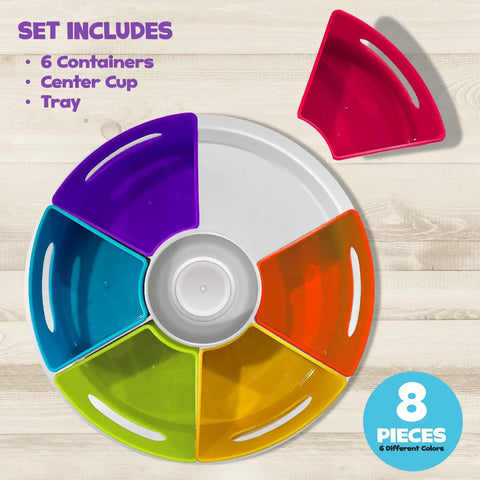 Top view of Rotating Art Supply Organizer With Six Colorful Cups That Holds Crayons Markers And Pencils Kid Friendly Desk Caddy