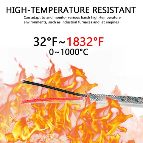 Heavy Duty K Type Thermocouple Extension Cable Rock Solid High Temp Sensor Wire built tough shown in flames, suitable for harsh environments.