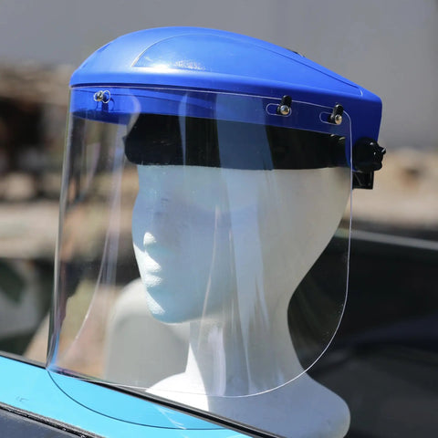 Built Tough Ansi Z87.1 Face Shield Kit Featuring Adjustable Headgear Plus Ten Clear Polycarbonate Shields for protection on display.