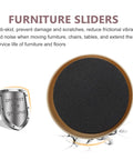 No Sweat Furniture Sliders Four Pack Reusable Floor Glide Pads For Hardwood Surfaces, round shape with anti-skid bottom.