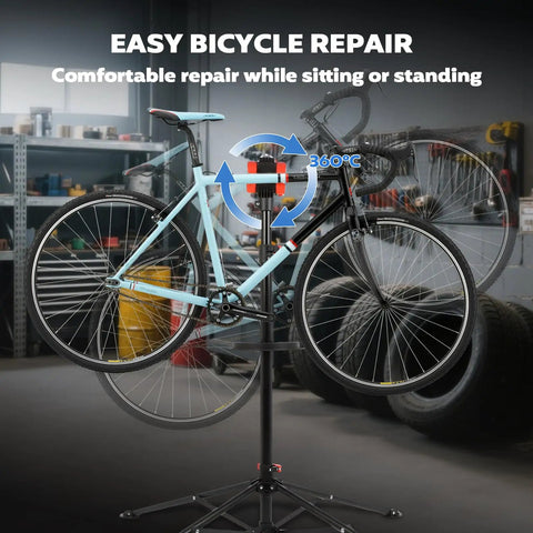Floor Bike Repair Stand With Height Adjustable Arm And Tool Tray For Road And Mountain Bikes, Beefy 66 Lb Capacity