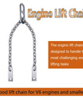 34-inch steel engine lift chain with two end mounting plates, 1,000 lb max load