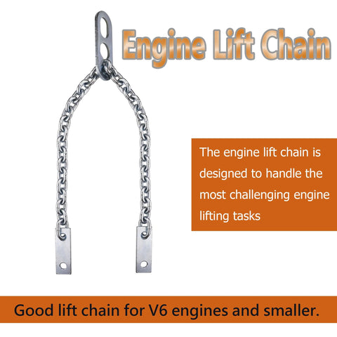 34-inch steel engine lift chain with two end mounting plates, 1,000 lb max load