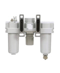 Compressed Air Filter Regulator Lubricator Combo With One-Half Inch NPT, Metal Bowl, Front View